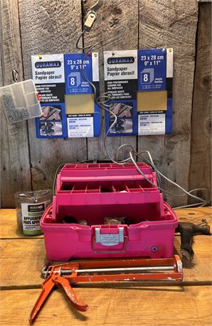 Creative Options Pink Cantilever Toolbox with Assorted Hand Tools, Hardware