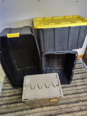 Assorted Heavy-Duty Plastic Storage Totes & Distribution Crate Set