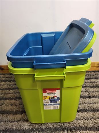 Rubbermaid Roughneck 68L Heavy-Duty Storage Totes with Lids – Pair