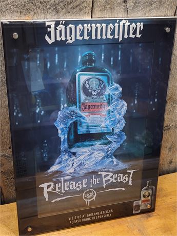 ​Vintage Jägermeister Acrylic Bar Sign – "Release the Beast"