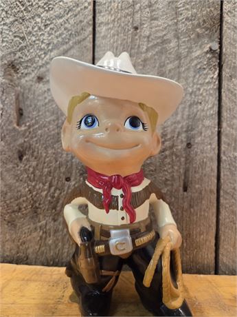 Vintage 12" Large Ceramic Cowboy Figurine - Hand-Painted Retro Western Decor DC