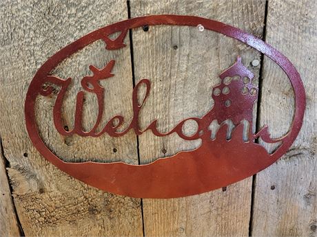 ​Rustic Metal Lighthouse "Welcome" Wall Sign