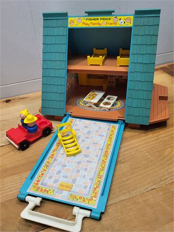 ​Vintage 1970s Fisher-Price Play Family A-Frame House with Jeep & Figures