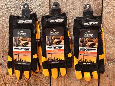 3 Packs Watson Gloves Flextime Medium Work Armour #005 - Brand New