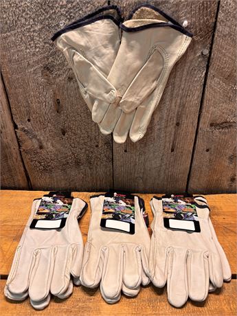 (4) Pairs Watson Gloves Premium Full-Grain Leather Drivers Work Gloves - Size XL