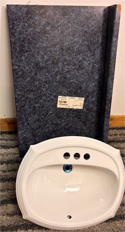 Foremost White Vitreous China Drop-In Vanity Sink & Belanger Blue Marble