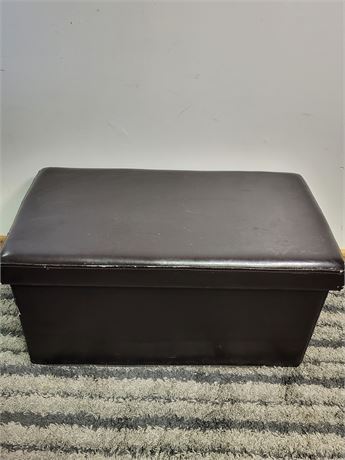 ​Faux Leather Storage Ottoman | Folding Toy Box & Footrest Bench