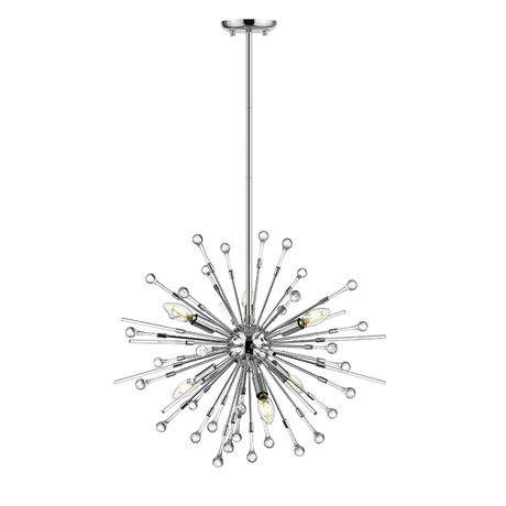 NIB OVE Decors Sophia 22" LED Sputnik Chandelier Light - Polished Chrome & Clear