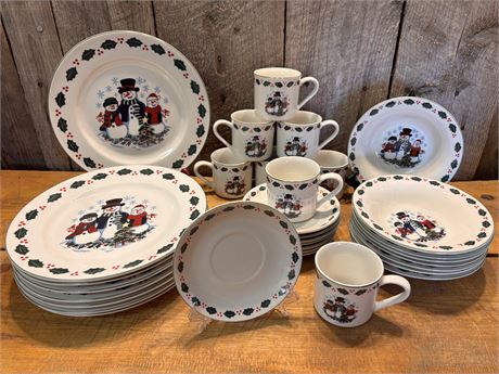 GTI "Snowman Family" Holiday Dinnerware Set - Dishwasher & Microwave Safe