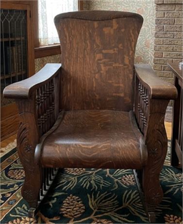 Antique Tiger Oak Rocking Chair
