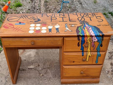 Custom Twenty One Pilots Painted Wooden Desk