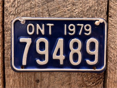 Vintage 1979 Ontario Motorcycle License Plate - #79489 18