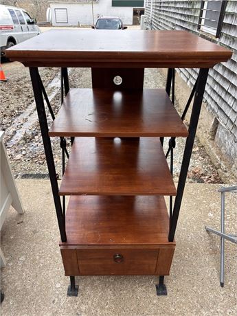Industrial Style 3-Tier Media Stand with Storage Drawer G