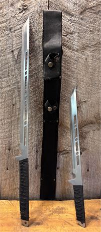 2-Piece Tactical Tanto Sword Set with Sheath - 13" & 19"