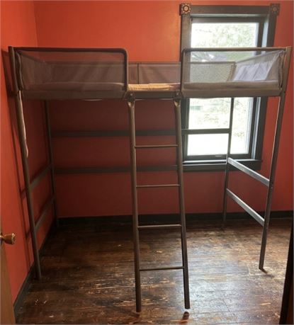 IKEA Metal Loft Bed Frame with MINNESUND Mattress