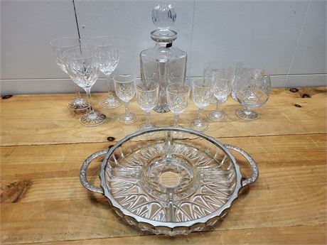 Crystal Decanter and Serving Set