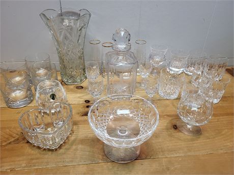 Elegant Cut Crystal Collection with Commemorative Decanter