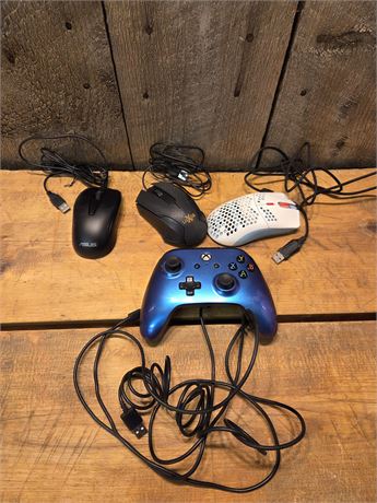 PowerA Xbox Wired Controller & 3 PC Gaming Mice Bundle