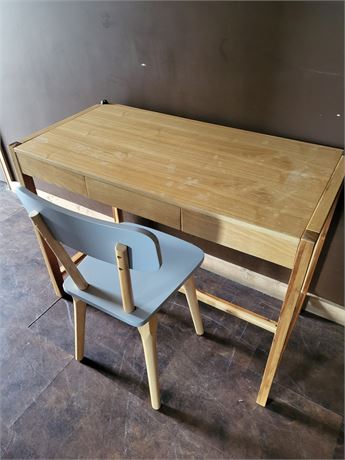 Modern Wood Writing Desk and Chair Set