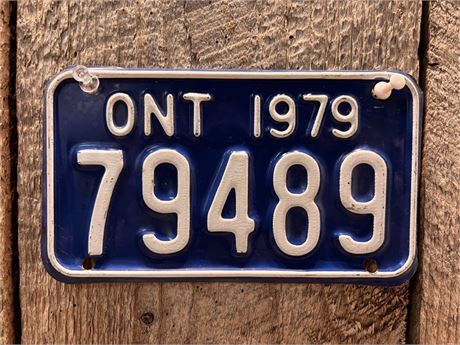 Vintage 1979 Ontario Motorcycle License Plate - #79489 18