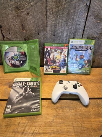 Xbox One White Wireless Controller & 4 Game Bundle (Minecraft & Call of Duty)