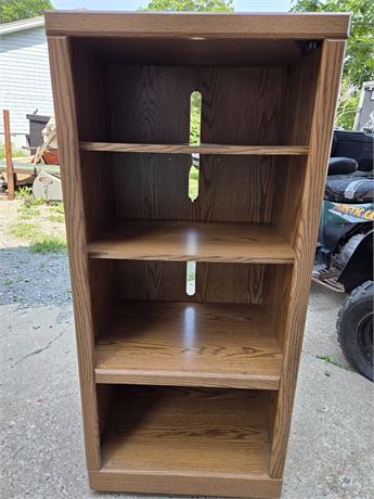 Rolling Wood-Grain Media Tower & Stereo Cabinet