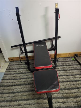 Soozier Adjustable Weight Bench with Barbell Rack