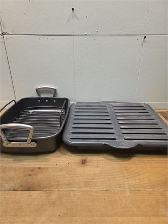 Roaster Pan with Wire Rack & Two-Piece Broiler Pan Set