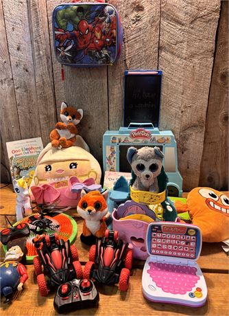 RC Vehicles, Plushies, Marvel Lunch Box & Learning Toys