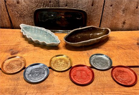 Vintage Canadian Pottery & Provincial Shield Coasters