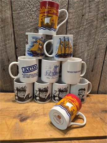 Collection of 11 New Brunswick & Maritime Souvenir Coffee Cups – Vintage