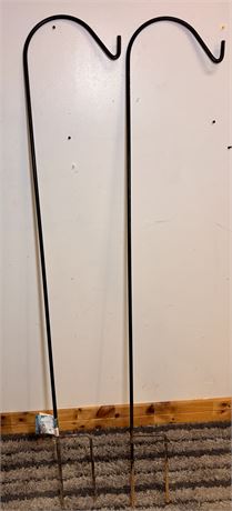 Pair of Garden Accents 64" Black Metal Shepherd Hooks - Made in USA