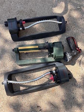 (3) Oscillating Lawn Sprinklers & (1) Hose Spray Nozzle