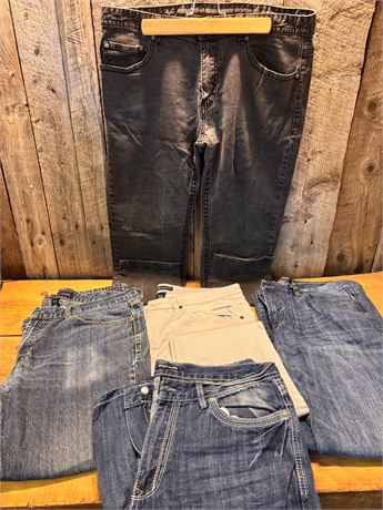 Men’s Multi-Brand Denim & Casual Pants - 5 Pairs (Sizes 36-38)