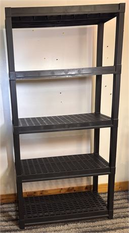 5-Tier Black Plastic Heavy-Duty Shelving Unit - 36" x 14" x 74.5"