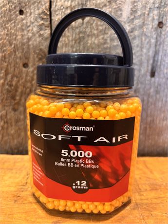 Crosman Soft Air 6mm Plastic BBs, .12 Grams, Orange – 5,000 Count Jar