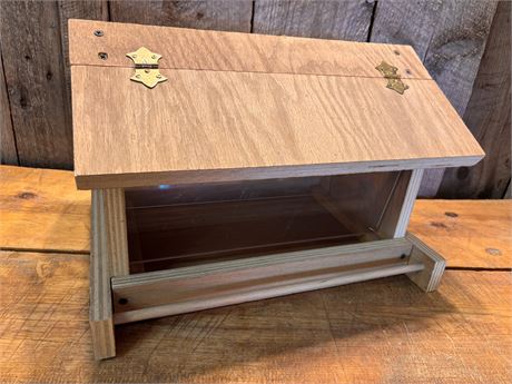 Handcrafted Wooden Bird Feeder with Hinged Roof (16" x 12" x 11")