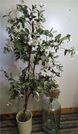 Faux White Dogwood Blossom Floor Tree