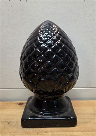 Vintage 11" Glossy Black Ceramic "Dragon Egg" Decorative Finial