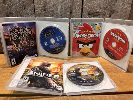 PlayStation 3 (PS3) Video Games - Rock Band 3, Sniper Ghost Warrior, Angry Birds