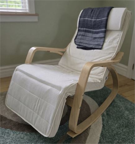 Modern Scandinavian-Style Bentwood Rocking Chair with Footrest