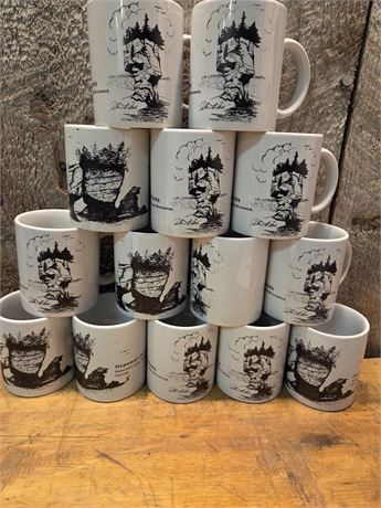 Vintage Hopewell Rocks Souvenir Coffee Mugs – Lot of 14 – Signed Artwork