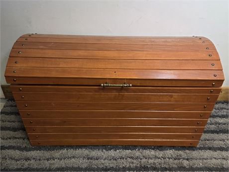 Wooden Domed Pirate Ship Style Storage Trunk Chest - 25" x 15" x 21"