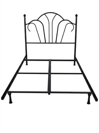 Black Metal Headboard and Bed Frame Set