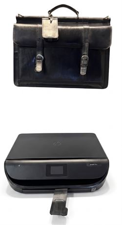 HP ENVY 5055 Wireless All-in-One Inkjet Color Printer & Vintage-Style Leather