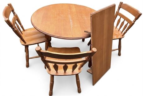 Wooden Dining Table Set with 3 Chairs & Extension Leaf