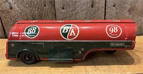 Vintage B-A (British American Oil) Pressed Steel Toy Tanker Trailer