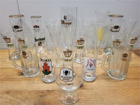 ​Vintage European Brewery Glassware Collection – German & Italian Barware