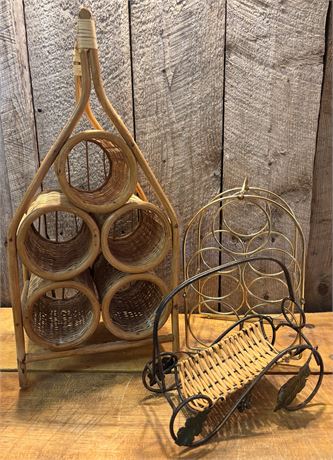 Vintage Wine Rack & Caddy Trio