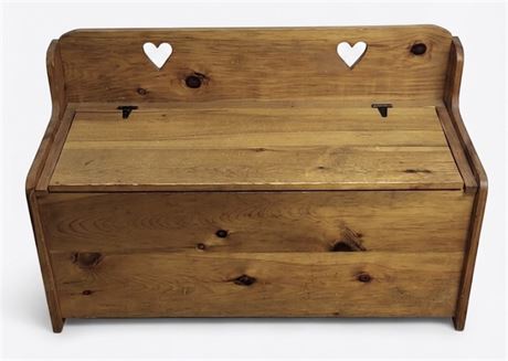Vintage Country Style Knotty Pine Storage Bench OA